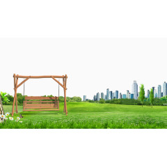 高楼草地绿化背景素材