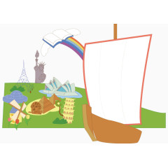 旅游游船卡通海报促销素材