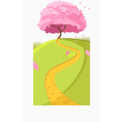 矢量手绘樱花树