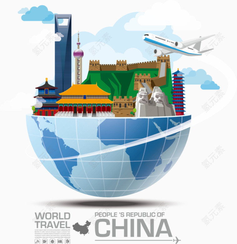 装饰中国景点建筑