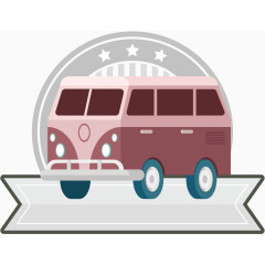 矢量粉色巴士标签