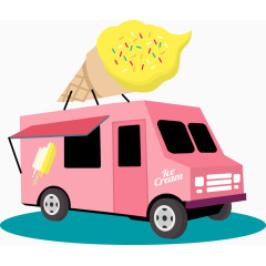 可爱粉红色冰淇淋车矢量图