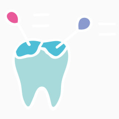 矢量卡通口腔用牙齿治疗