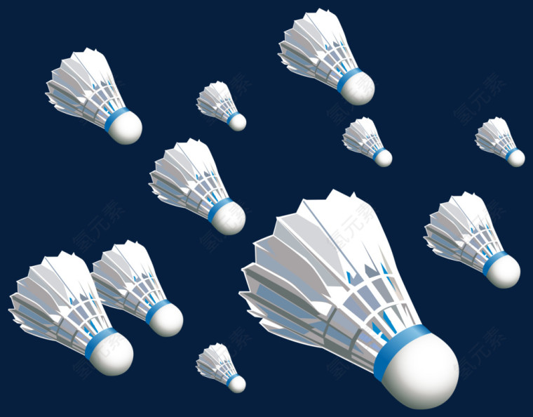 白色立体羽毛球矢量