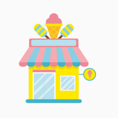 矢量卡通可爱冰激凌售卖店铺