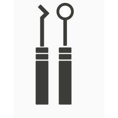矢量黑色检查矫正牙齿器具