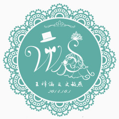 蓝绿色圆形花边图案