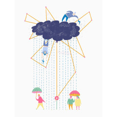 卡通下雨乌云