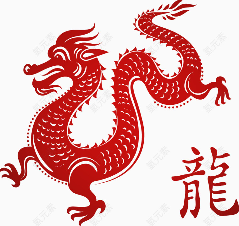 矢量红色的龙