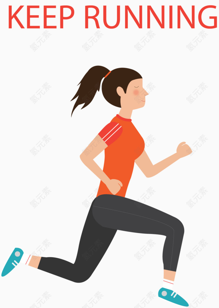 矢量卡通跑步的女孩子