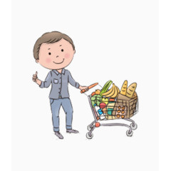 卡通男人购物