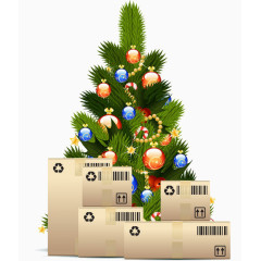 纸箱圣诞树背景图片
