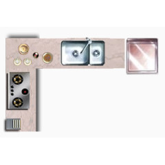 彩平图厨房洗菜盆煤气灶冰箱