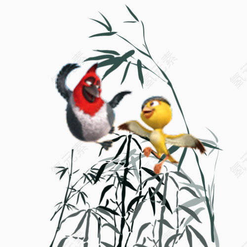 两只欢乐的小鸟