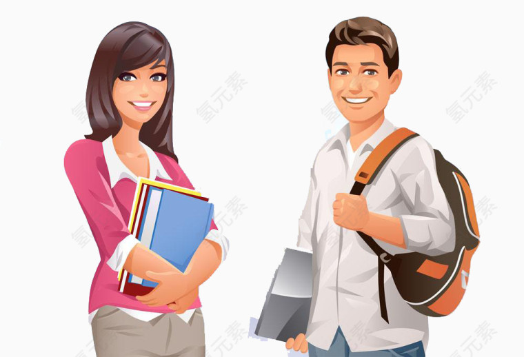 男女卡通大学生