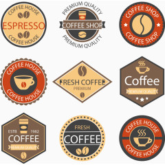 矢量手绘咖啡标签