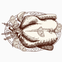 矢量手绘火鸡