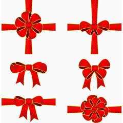 红色丝带装饰蝴蝶结矢量图