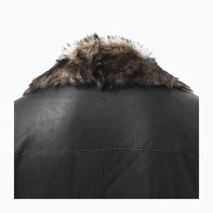 羊毛皮一体翻领长款男士长袖皮衣