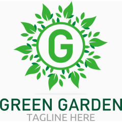 绿色树叶花园标志设计