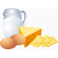 鸡蛋牛奶奶酪插图矢量图