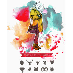 矢量卡通犀牛女孩