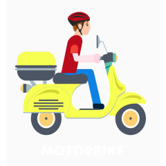 卡通骑摩托车的男人