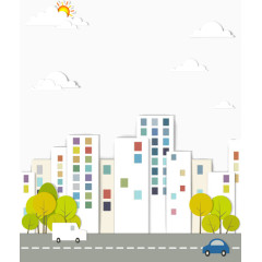 卡通建筑和街道