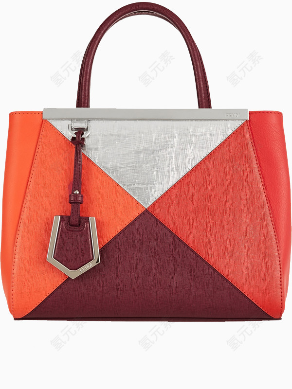 撞色拼接手提包