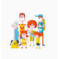 可爱的卡通一家人