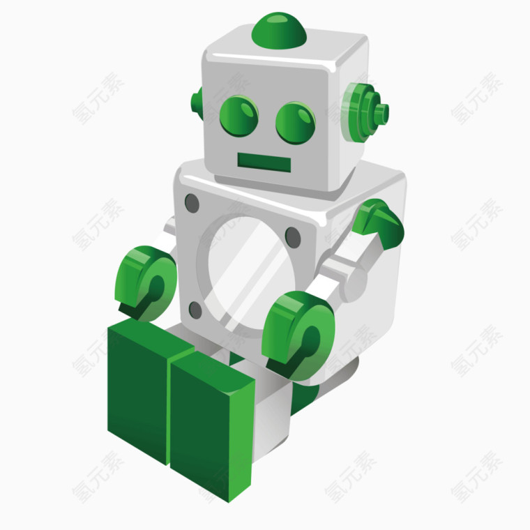 矢量灰色绿色质感机器人