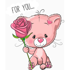 矢量小猫和玫瑰花