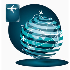 环形 线条  环球 旅行 矢量图 深蓝色