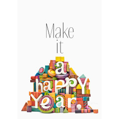 手工泥塑新年贺卡