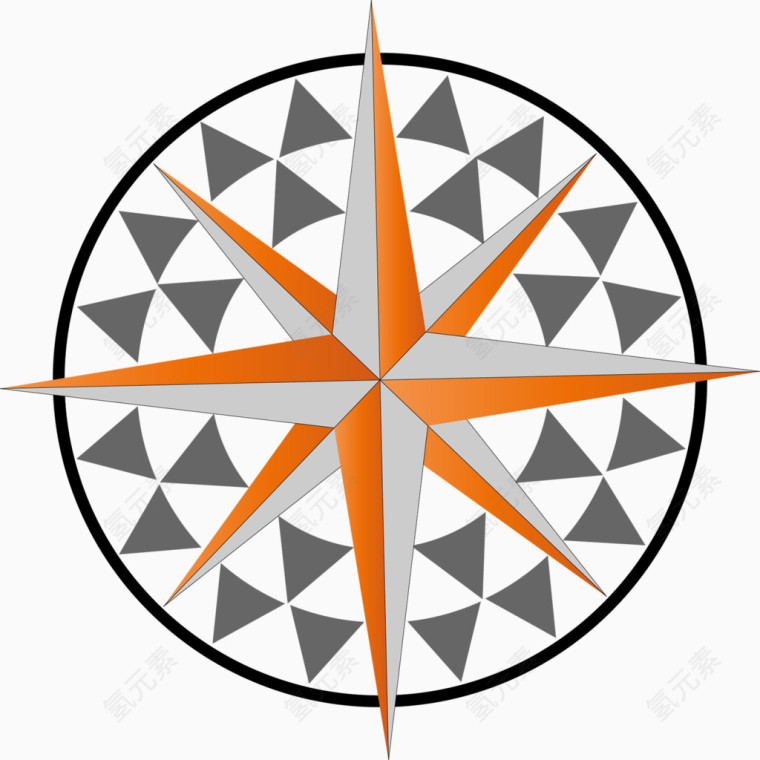 简约抽象指南针图案矢量图