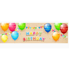 彩色气球生日banner矢量素材