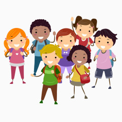 卡通儿童开心上学