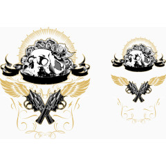 矢量枪枝翅膀骷髅头