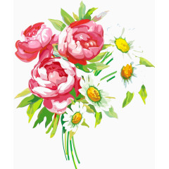 牡丹油画图片素材