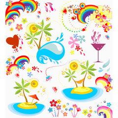 缤纷夏日主题元素矢量