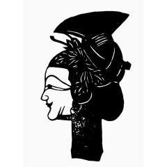 手绘皮影戏中老妇人物头像