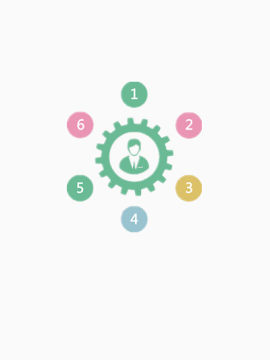 糖果色清新齿轮状分点ppt元素