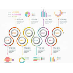 矢量手绘曲线年度进程PPT标签