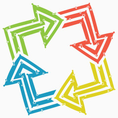 彩色方形循环箭头