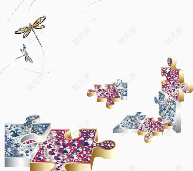 绚丽华贵镶钻拼图背景矢量素材