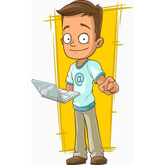 玩电脑的矢量男人