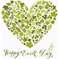 绿色树叶拼图心形标志