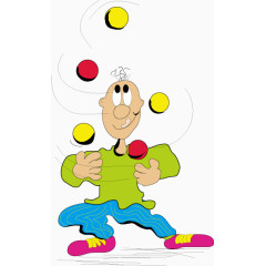 卡通抛彩球杂技表演矢量