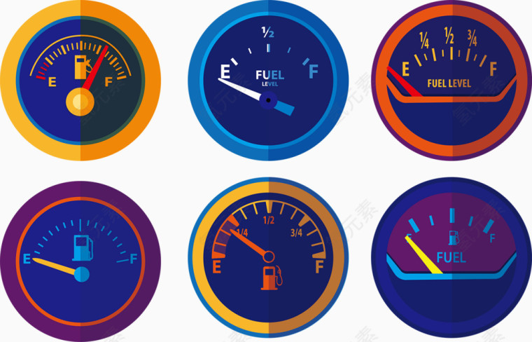 简约圆形汽车仪表盘矢量图