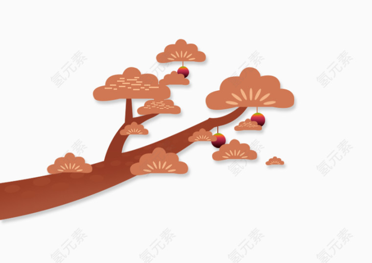 花朵扇子扁平化中国风棕色
